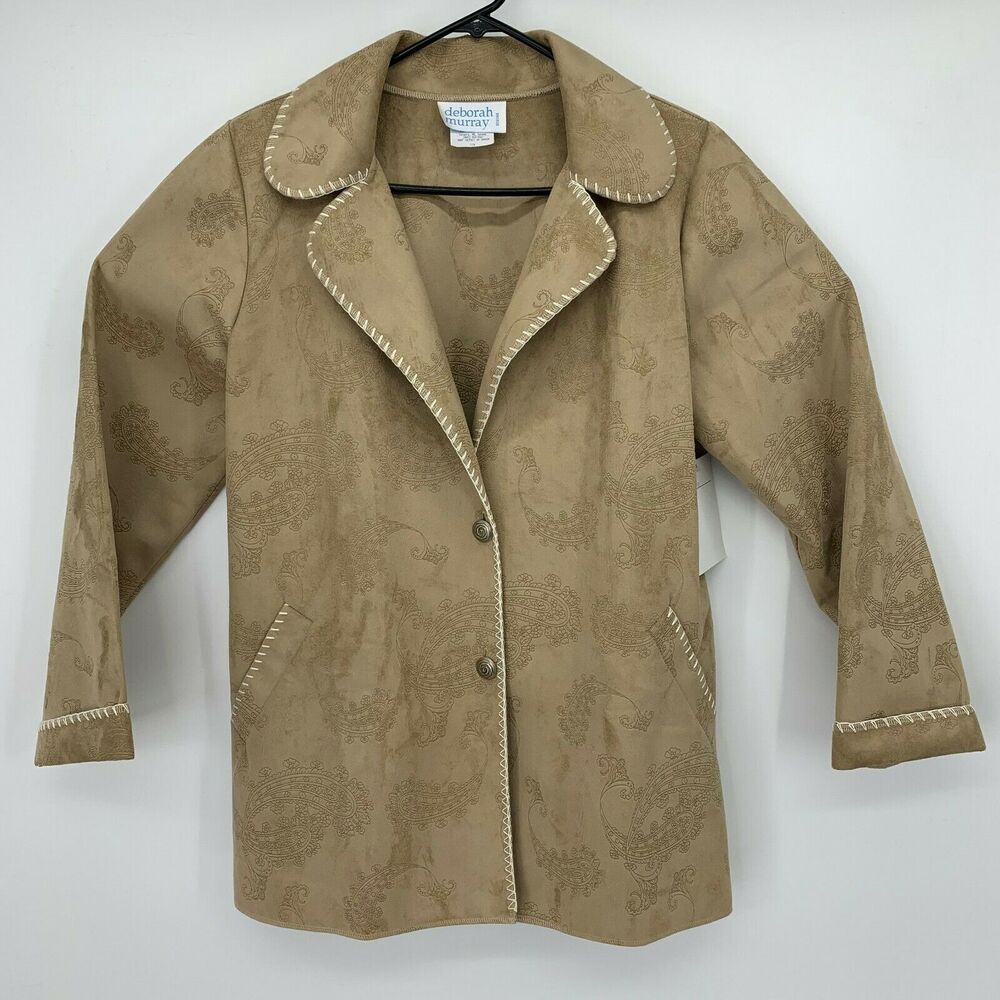 Deborah Murray Blazer Jacket Women's Size L Paisley Scripted Made Canada Coat